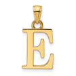 14k Yellow Gold Letter E Pendant, Polished Block Initial Charm for Women