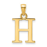 14k Yellow Gold Initial H Pendant Charm, Polished Block Letter Jewelry for Women or Unisex