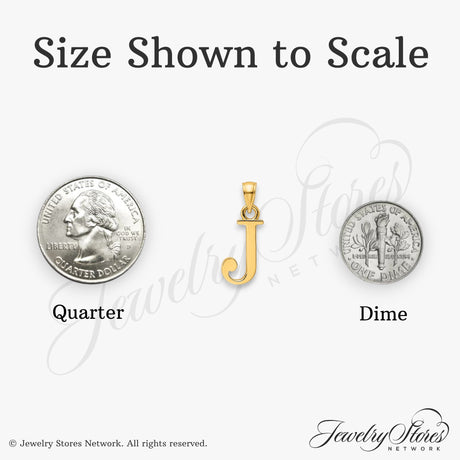 14k Yellow Gold Letter J Pendant, Polished Serif Initial Charm, Unisex Alphabet Jewelry