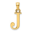 14k Yellow Gold Letter J Pendant, Polished Serif Initial Charm, Unisex Alphabet Jewelry