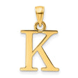 14k Yellow Gold Letter K Pendant, Polished Block Initial Charm for Women