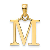 14k Yellow Gold Initial M Pendant, Bold Letter Charm, Classic Monogram Jewelry for Women or Unisex