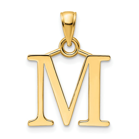 14k Yellow Gold Initial M Pendant, Bold Letter Charm, Classic Monogram Jewelry for Women or Unisex
