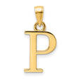 14k Yellow Gold Letter P Pendant, Block Initial Charm, High Polish Finish, Unisex Jewelry