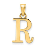 14k Yellow Gold Letter R Pendant, Polished Serif Initial Charm for Women or Unisex