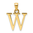 14k Yellow Gold Initial W Pendant Charm, Block Letter Design, Polished Finish, Unisex Jewelry