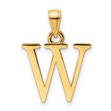 14k Yellow Gold Initial W Pendant Charm, Block Letter Design, Polished Finish, Unisex Jewelry