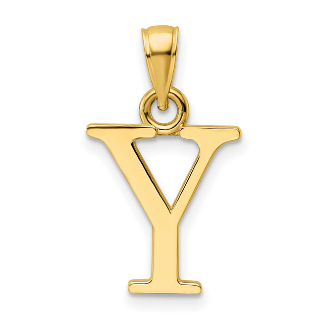 14k Yellow Gold Initial Y Pendant Charm, Polished Block Letter Monogram Jewelry
