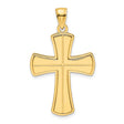 14k Yellow Gold Cross Pendant with Curved Edges and Tapered High Polish Design