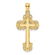 14k Yellow Gold Cross Pendant with Filigree Scrollwork Design for Men and Women