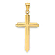 14k Yellow Gold Cross Pendant with Double Bar Design and Polished Beveled Edges