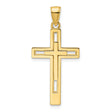 14k Yellow Gold Double Cross Pendant, Polished Minimalist Faith Design for Men and Women