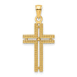 Beaded Cross Charm Pendant in Real 14k Yellow Gold