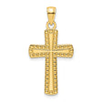14k Yellow Gold Cross Pendant with Beaded Edge and Polished Finish
