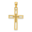 Polished Beaded Cross Charm Pendant in Real 14k Yellow Gold