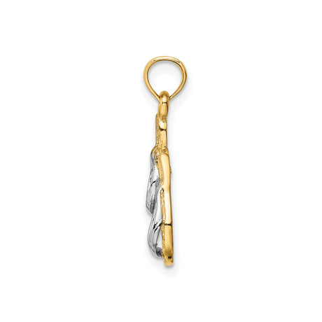14k Multi-Tone Gold Flip Flop Pendant, Sandal Beach Charm, Summer Travel Jewelry for Women