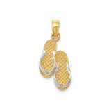 14k Multi-Tone Gold Flip Flop Pendant, Sandal Beach Charm, Summer Travel Jewelry for Women