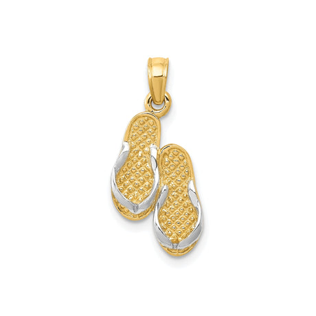 14k Multi-Tone Gold Flip Flop Pendant, Sandal Beach Charm, Summer Travel Jewelry for Women