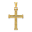 14k Yellow Gold Cross Pendant with Beaded Symmetrical Design for Men and Women