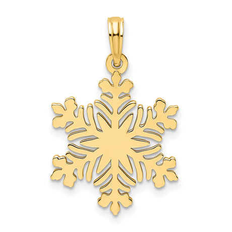 14k Yellow Gold Snowflake Pendant, Symmetrical Winter Design, Holiday Charm for Women