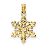 14k Yellow Gold Snowflake Pendant with Cut-Out Detailing, Winter Theme, Polished Finish