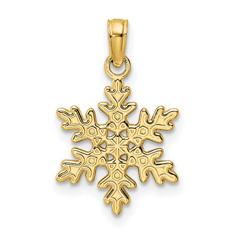 14k Yellow Gold Snowflake Pendant with Cut-Out Detailing, Winter Theme, Polished Finish