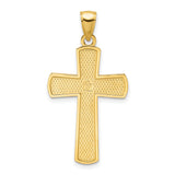 14k Yellow Gold Cross Pendant with Beaded Detailing, Polished Religious Jewelry for Men and Women