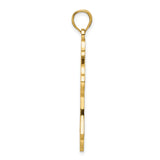 14k Yellow Gold Cross Pendant with Fleur Style Design, Polished Religious Charm for Men and Women