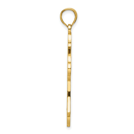 14k Yellow Gold Cross Pendant with Fleur Style Design, Polished Religious Charm for Men and Women