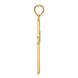 14k Yellow Gold Beaded Cross Pendant, Polished Religious Charm for Men and Women