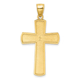 14k Yellow Gold Beaded Cross Pendant, Polished Religious Charm for Men and Women