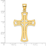 14k Yellow Gold Cross Pendant with Mirror Polished Finish, Minimal Religious Jewelry for Men and Women