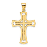 14k Yellow Gold Cross Pendant with Mirror Polished Finish, Minimal Religious Jewelry for Men and Women