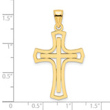 14k Yellow Gold Cross Pendant, Double Layered Polished Design, Modern Faith Jewelry