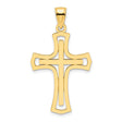 14k Yellow Gold Cross Pendant, Double Layered Polished Design, Modern Faith Jewelry