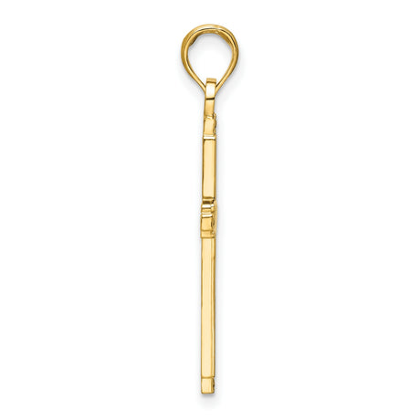 14k Yellow Gold Cross Pendant with Beaded Design and Mirror Finish for Men and Women