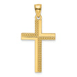 14k Yellow Gold Cross Pendant with Polished Beaded Design, Unisex Religious Charm