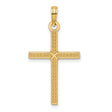 14k Yellow Gold Cross Pendant with Beaded Design, Polished Finish, Unisex Religious Jewelry