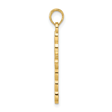 14k Yellow Gold Cross Pendant with Marquise Detail and Beaded Design