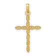 14k Yellow Gold Cross Pendant with Marquise Detail and Beaded Design