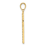 14k Yellow Gold Cross Pendant with Textured Basketweave Design for Men and Women