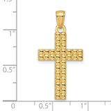 14k Yellow Gold Cross Pendant with Textured Basketweave Design for Men and Women