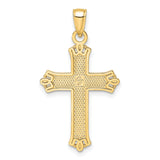 14k Yellow Gold Cross Pendant with Flared Ends and Polished Finish