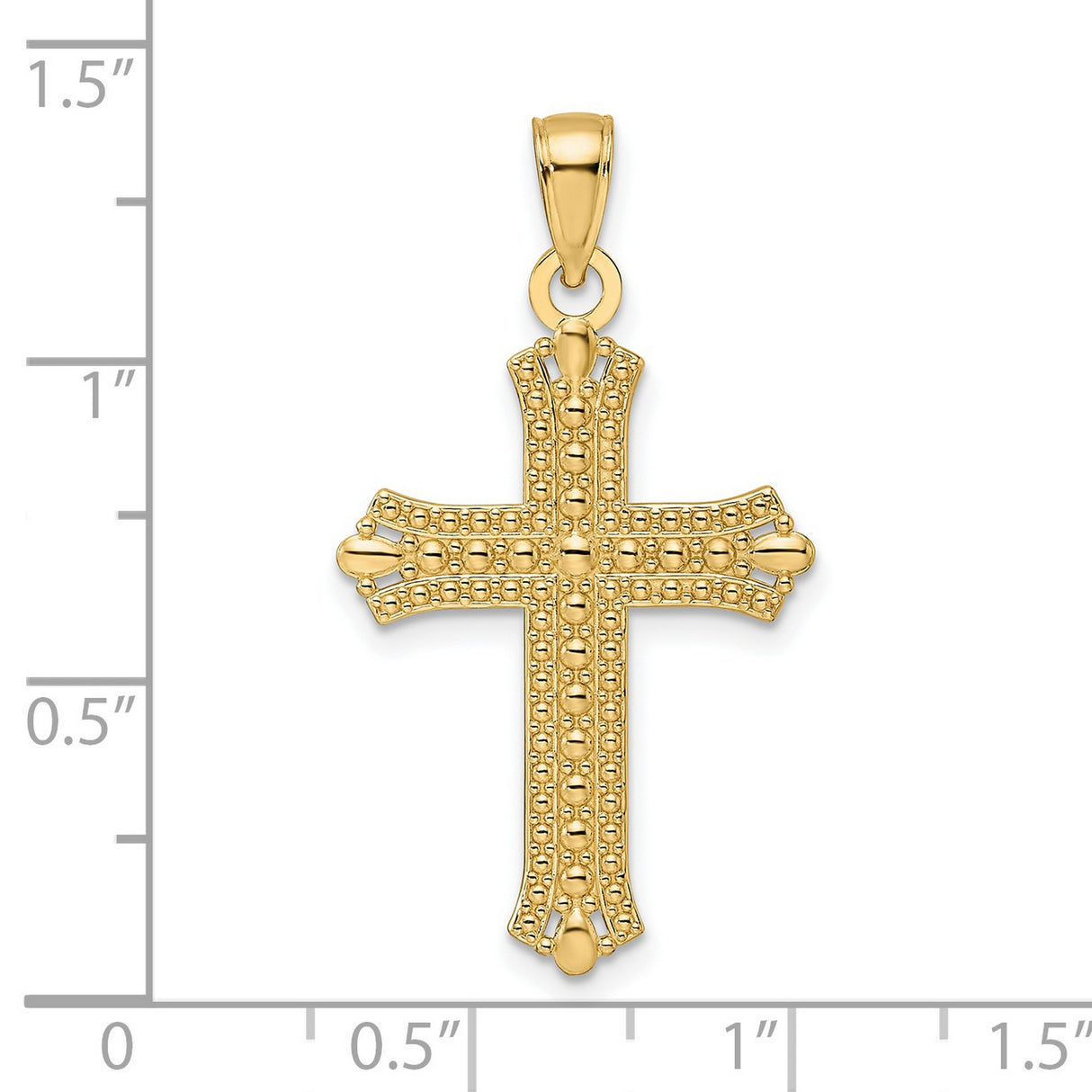 14k Yellow Gold Cross Pendant with Flared Ends and Polished Finish