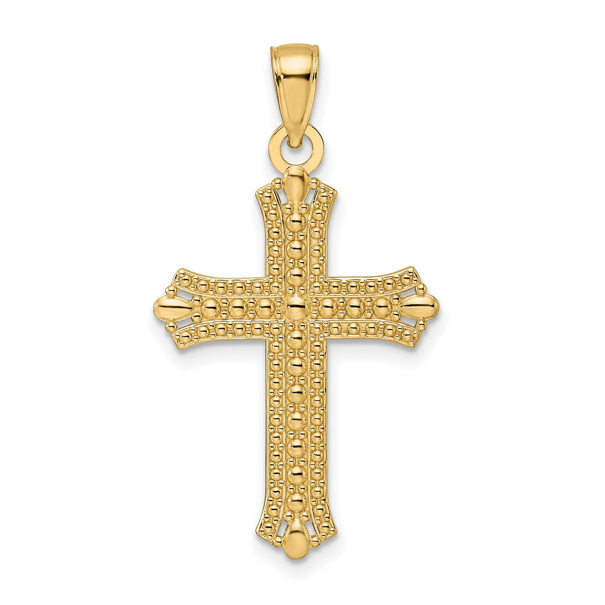 14k Yellow Gold Cross Pendant with Flared Ends and Polished Finish