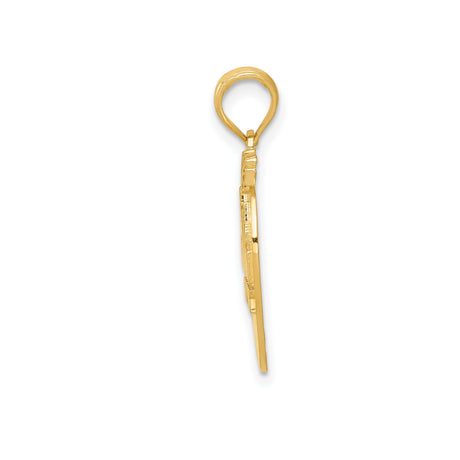 14k Yellow Gold Apple Pendant Charm with New York City Skyline, Big Apple Souvenir Jewelry