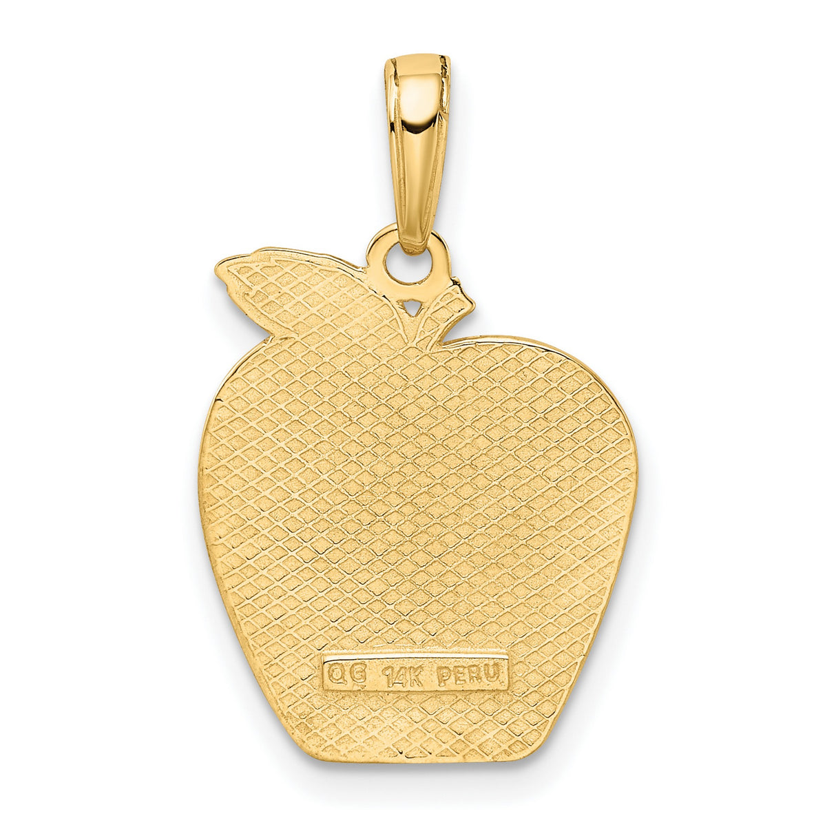 14k Yellow Gold Apple Pendant Charm with New York City Skyline, Big Apple Souvenir Jewelry