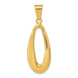 14k Yellow Gold Teardrop Pendant, Open Minimalist Design, Polished Finish for Women