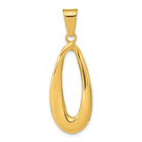 14k Yellow Gold Teardrop Pendant, Open Minimalist Design, Polished Finish for Women