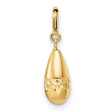 Polished Diamond-Cut Teardrop with Spring Ring Clasp Charm Pendant in Real 14k Yellow Gold